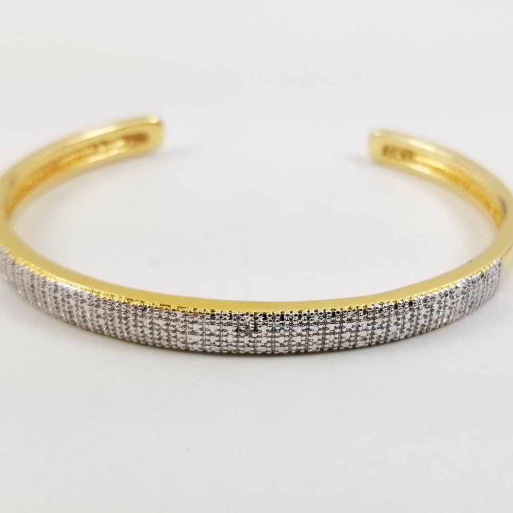 Diamond Accent Bangle Bracelet 18k Gold Plated